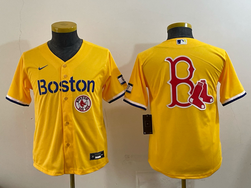 Youth Boston Red Sox blank yellow 2025 Nike MLB Jersey 04